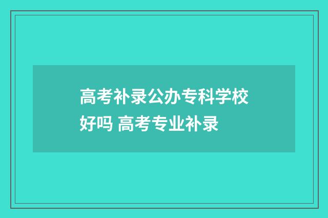 高考补录公办专科学校好吗 高考专业补录