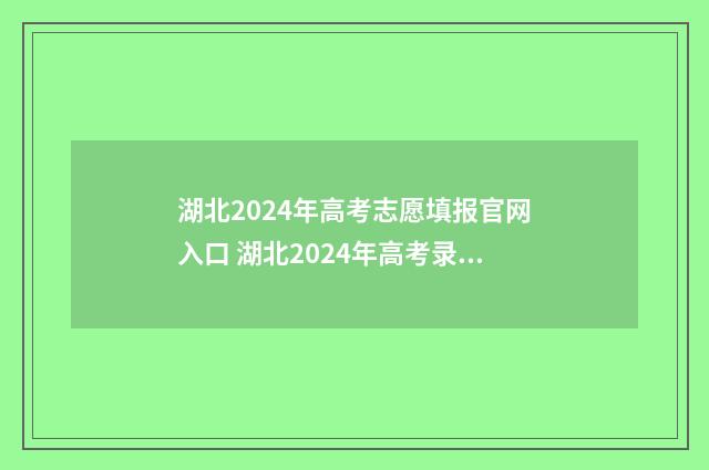 湖北2024年高考志愿填报官网入口 湖北2024年高考录取分数线