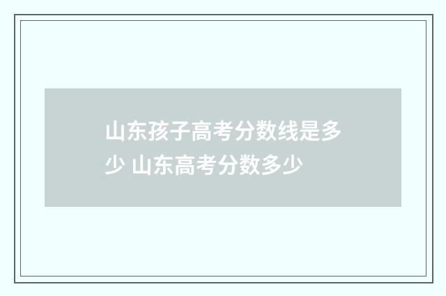 山东孩子高考分数线是多少 山东高考分数多少