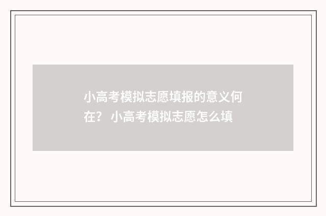 小高考模拟志愿填报的意义何在? 小高考模拟志愿怎么填