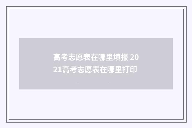 高考志愿表在哪里填报 2021高考志愿表在哪里打印