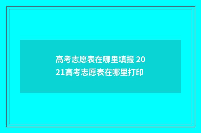 高考志愿表在哪里填报 2021高考志愿表在哪里打印