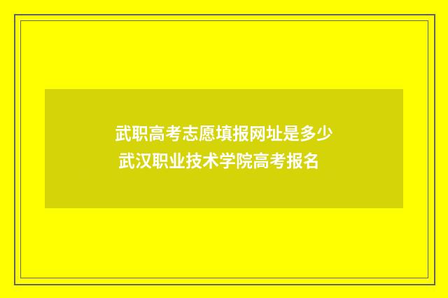 武职高考志愿填报网址是多少 武汉职业技术学院高考报名