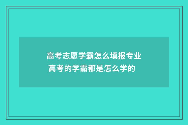 高考志愿学霸怎么填报专业 高考的学霸都是怎么学的