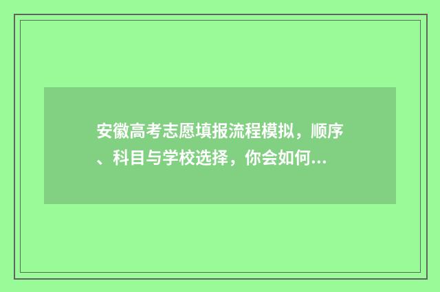 安徽高考志愿填报流程模拟，顺序、科目与学校选择，你会如何决策？ 安徽高考志愿填报模板