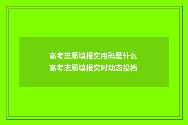 高考志愿填报实用码是什么 高考志愿填报实时动态投档