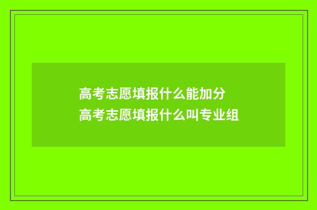 高考志愿填报什么能加分 高考志愿填报什么叫专业组