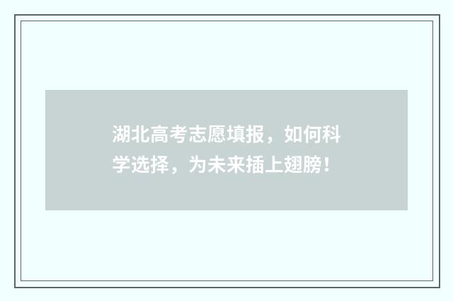 湖北高考志愿填报，如何科学选择，为未来插上翅膀！
