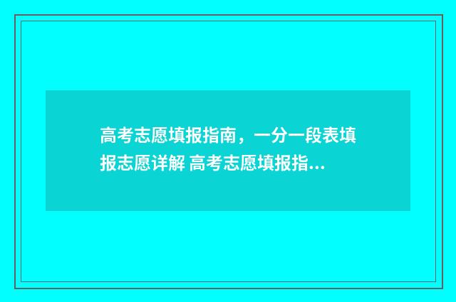 高考志愿填报指南,一分一段表填报志愿详解 高考志愿填报指南书电子版