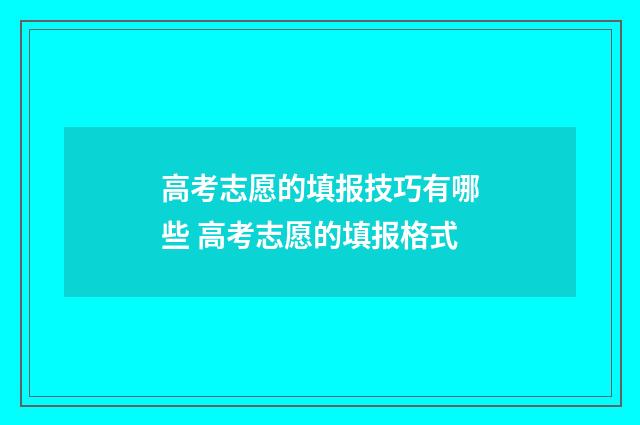 高考志愿的填报技巧有哪些 高考志愿的填报格式