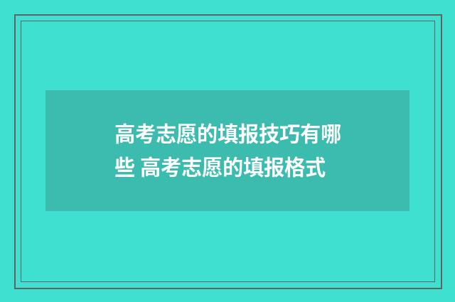 高考志愿的填报技巧有哪些 高考志愿的填报格式