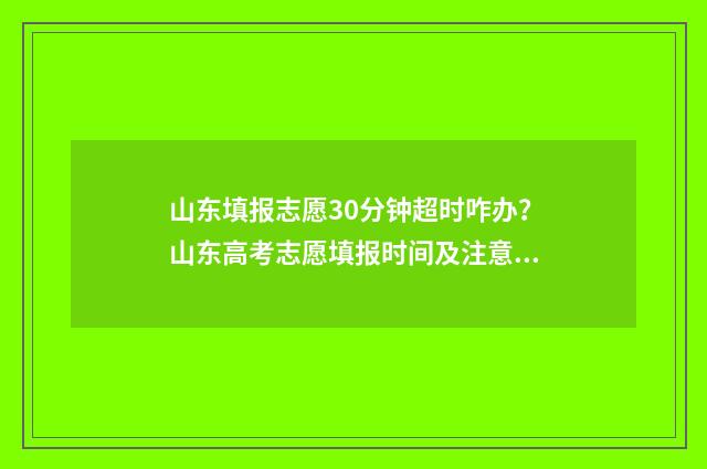 山东填报志愿30分钟超时咋办？山东高考志愿填报时间及注意事项 山东填报志愿机构排名