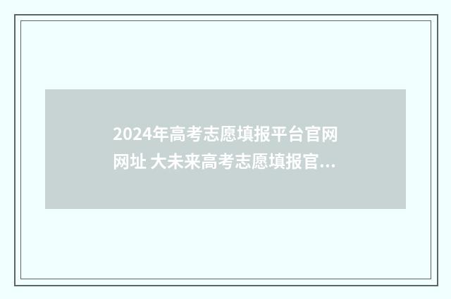 2024年高考志愿填报平台官网网址 大未来高考志愿填报官网