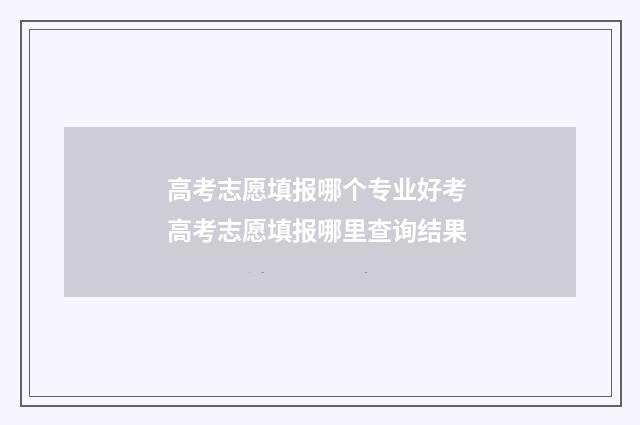 高考志愿填报哪个专业好考 高考志愿填报哪里查询结果