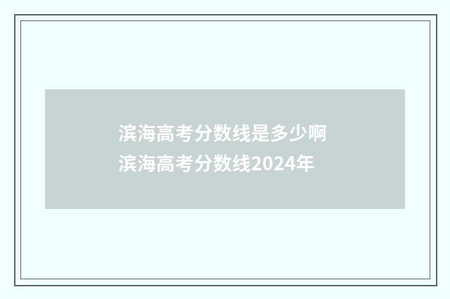 滨海高考分数线是多少啊 滨海高考分数线2024年