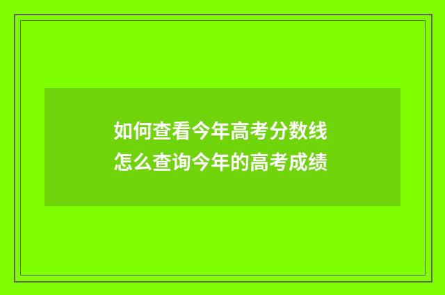 如何查看今年高考分数线 怎么查询今年的高考成绩