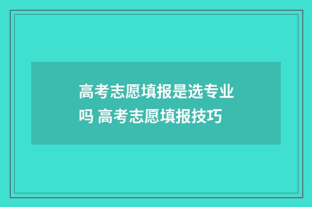 高考志愿填报是选专业吗 高考志愿填报技巧