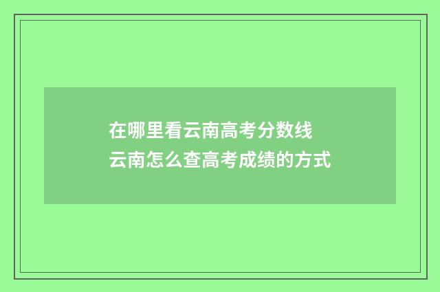在哪里看云南高考分数线 云南怎么查高考成绩的方式