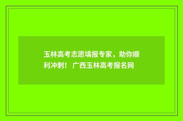 玉林高考志愿填报专家，助你顺利冲刺！ 广西玉林高考报名网