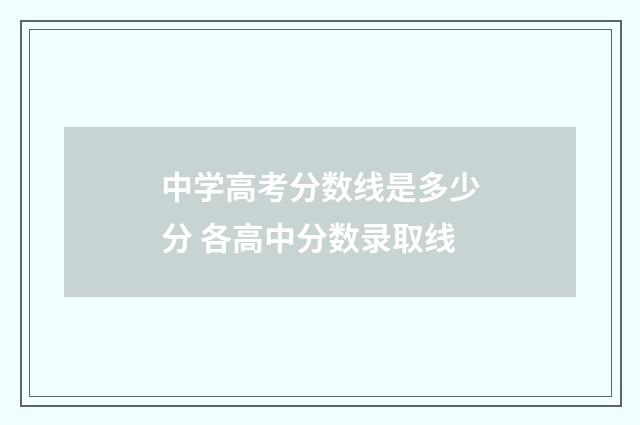 中学高考分数线是多少分 各高中分数录取线