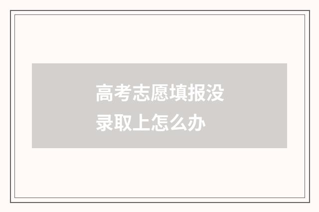 高考志愿填报没录取上怎么办