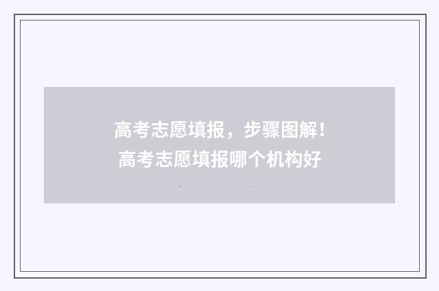 高考志愿填报，步骤图解！ 高考志愿填报哪个机构好
