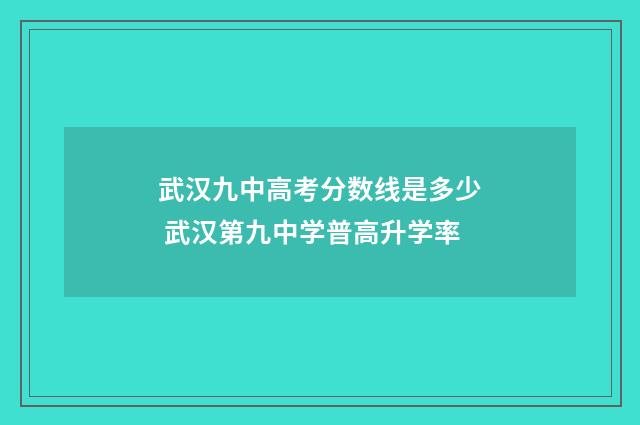 武汉九中高考分数线是多少 武汉第九中学普高升学率