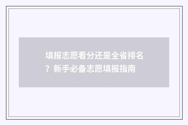 填报志愿看分还是全省排名?新手必备志愿填报指南