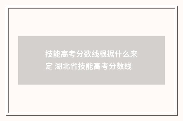 技能高考分数线根据什么来定 湖北省技能高考分数线