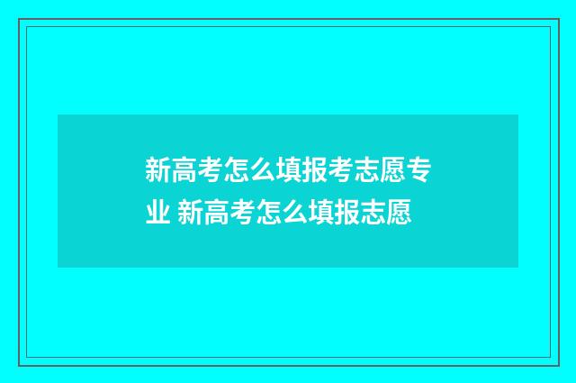 新高考怎么填报考志愿专业 新高考怎么填报志愿