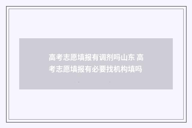 高考志愿填报有调剂吗山东 高考志愿填报有必要找机构填吗