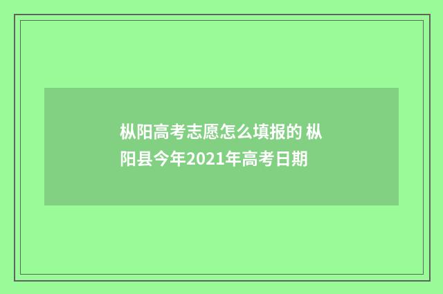 枞阳高考志愿怎么填报的 枞阳县今年2021年高考日期