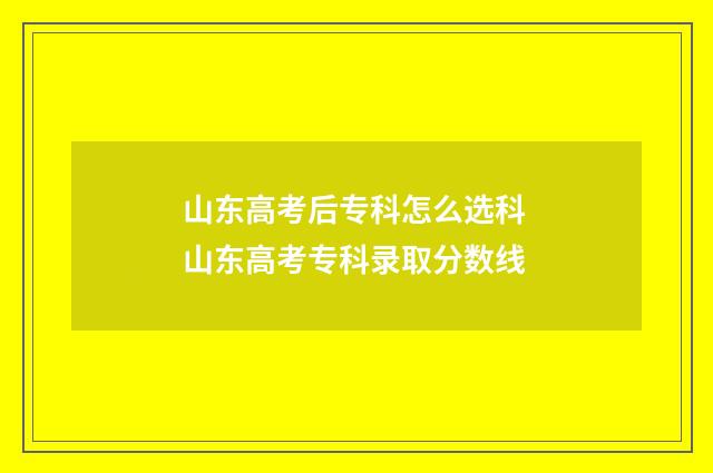 山东高考后专科怎么选科 山东高考专科录取分数线
