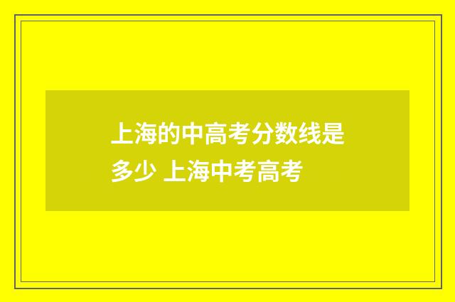 上海的中高考分数线是多少 上海中考高考
