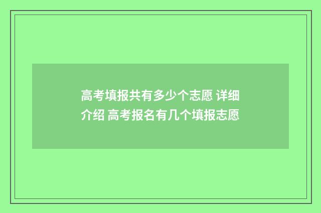 高考填报共有多少个志愿 详细介绍 高考报名有几个填报志愿