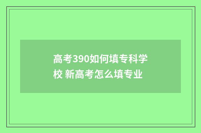 高考390如何填专科学校 新高考怎么填专业