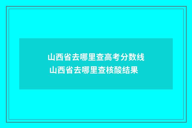 山西省去哪里查高考分数线 山西省去哪里查核酸结果