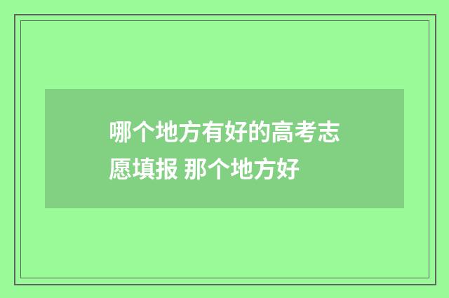 哪个地方有好的高考志愿填报 那个地方好