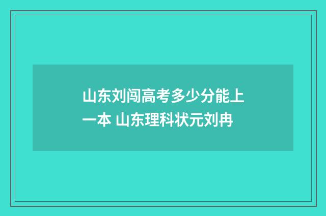 山东刘闯高考多少分能上一本 山东理科状元刘冉