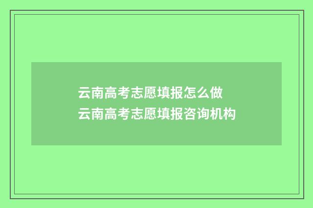 云南高考志愿填报怎么做 云南高考志愿填报咨询机构