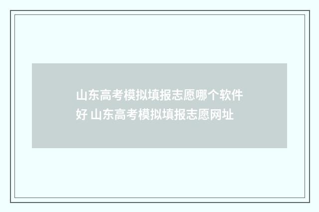 山东高考模拟填报志愿哪个软件好 山东高考模拟填报志愿网址