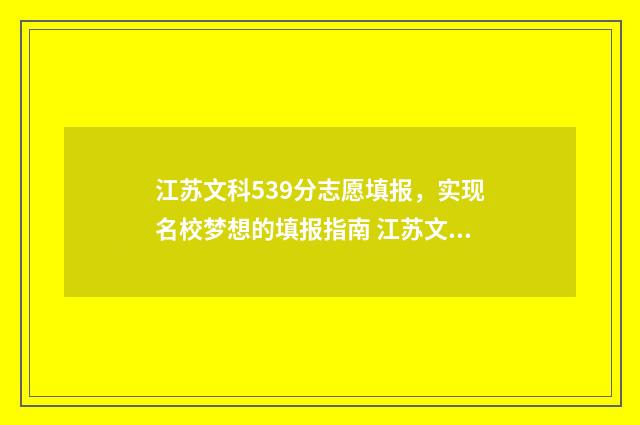 江苏文科539分志愿填报，实现名校梦想的填报指南 江苏文科490分
