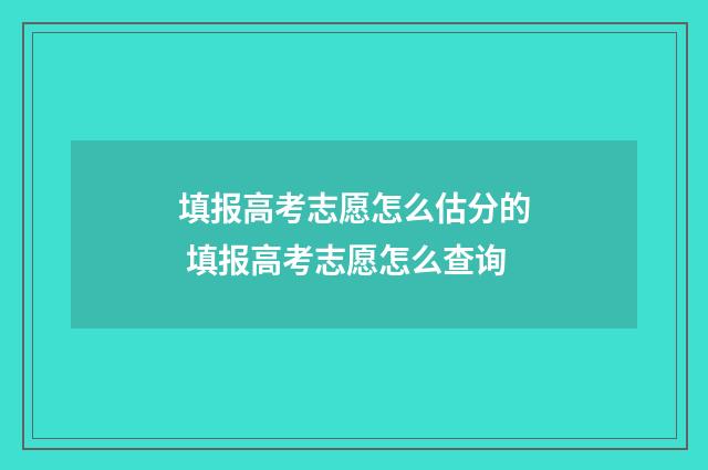 填报高考志愿怎么估分的 填报高考志愿怎么查询