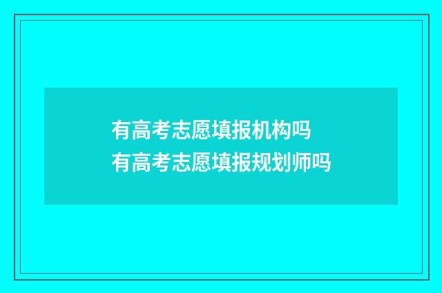 有高考志愿填报机构吗 有高考志愿填报规划师吗