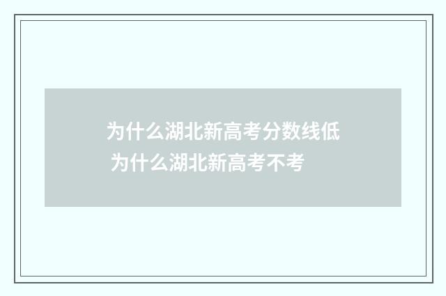 为什么湖北新高考分数线低 为什么湖北新高考不考