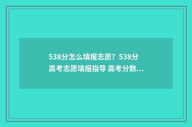 538分怎么填报志愿?538分高考志愿填报指导 高考分数538能上什么学校