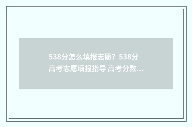 538分怎么填报志愿?538分高考志愿填报指导 高考分数538能上什么学校