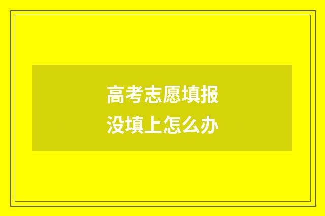 高考志愿填报没填上怎么办