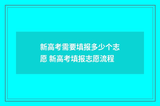 新高考需要填报多少个志愿 新高考填报志愿流程