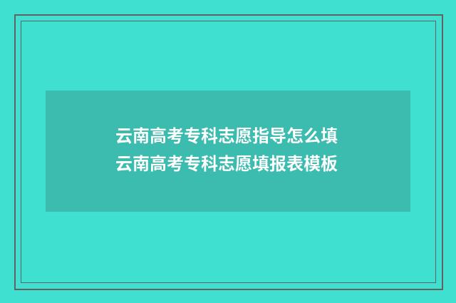 云南高考专科志愿指导怎么填 云南高考专科志愿填报表模板